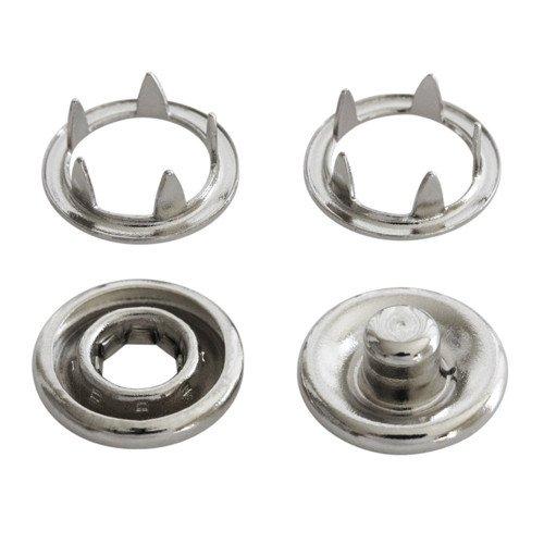 Kam Snaps Metal Snaps Gr.14 Druckknöpfe silber offener Ring 50 Sets