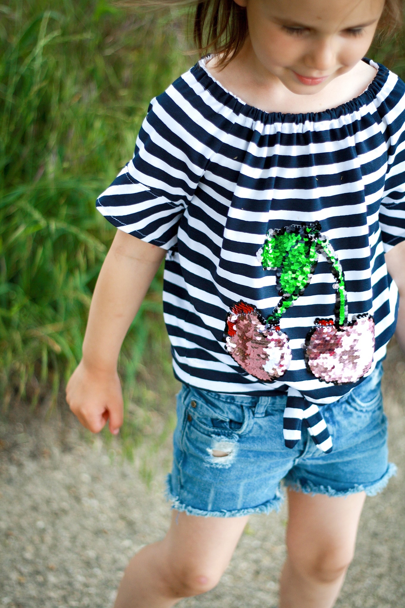 Schnittrebell Ebooks Carmenbluse Marlee Kids Schnittmuster Gr.110-146 Jersey