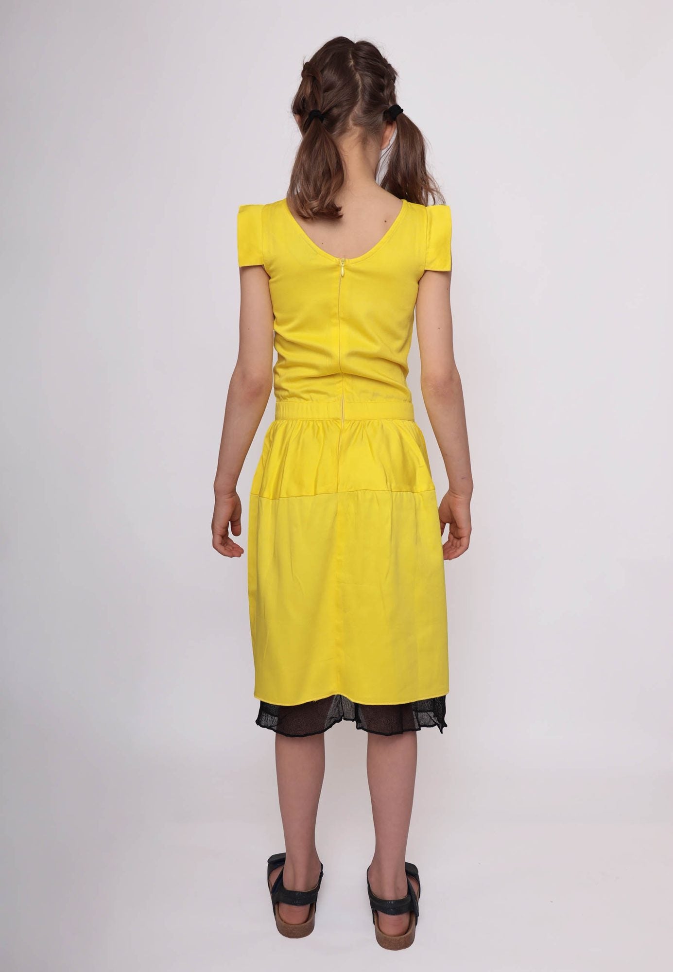 Infantium Victoria Dresses Mädchenkleid Gelb bestickt Baumwolle
