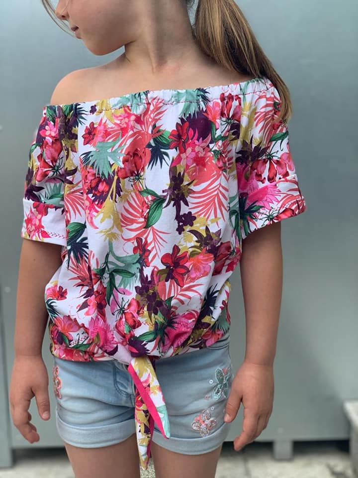 Schnittrebell Ebooks Carmenbluse Marlee Kids Schnittmuster Gr.110-146 Jersey
