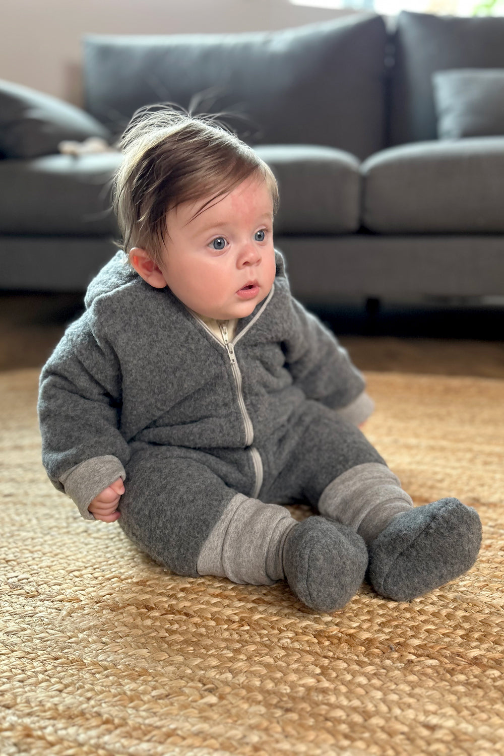 Naturkind Bekleidung Wollfleece Overall Grau 62/68 GOTS