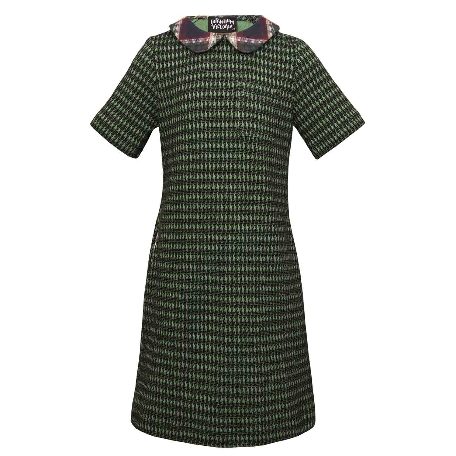 Infantium Victoria A-Linie Kleid Kinderkleid grün Hahnentritt