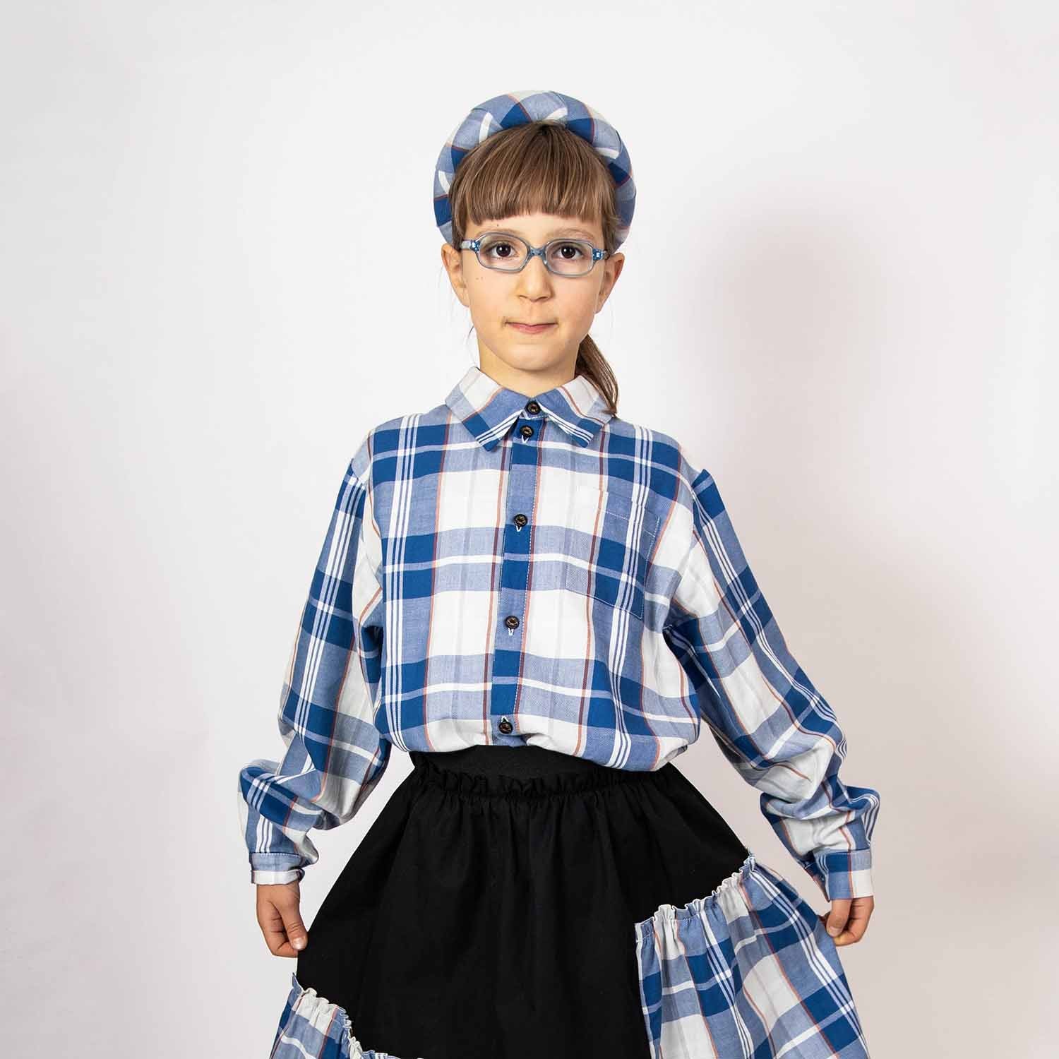 Infantium Victoria Karohemd Blau Weiß Tartan Kinderhemd