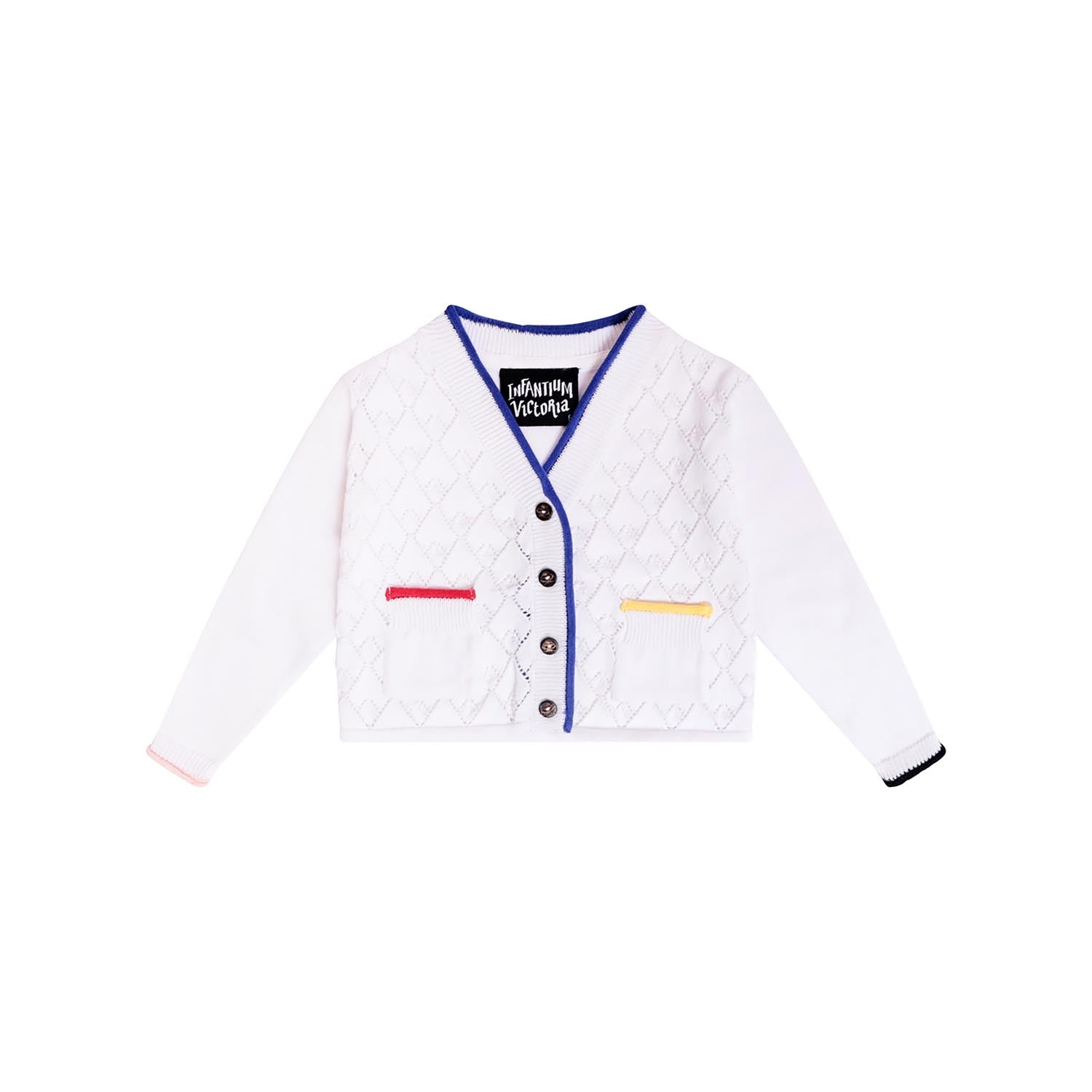 Infantium Victoria Baby Cardigan weiß Bio-Baumwolle Strick