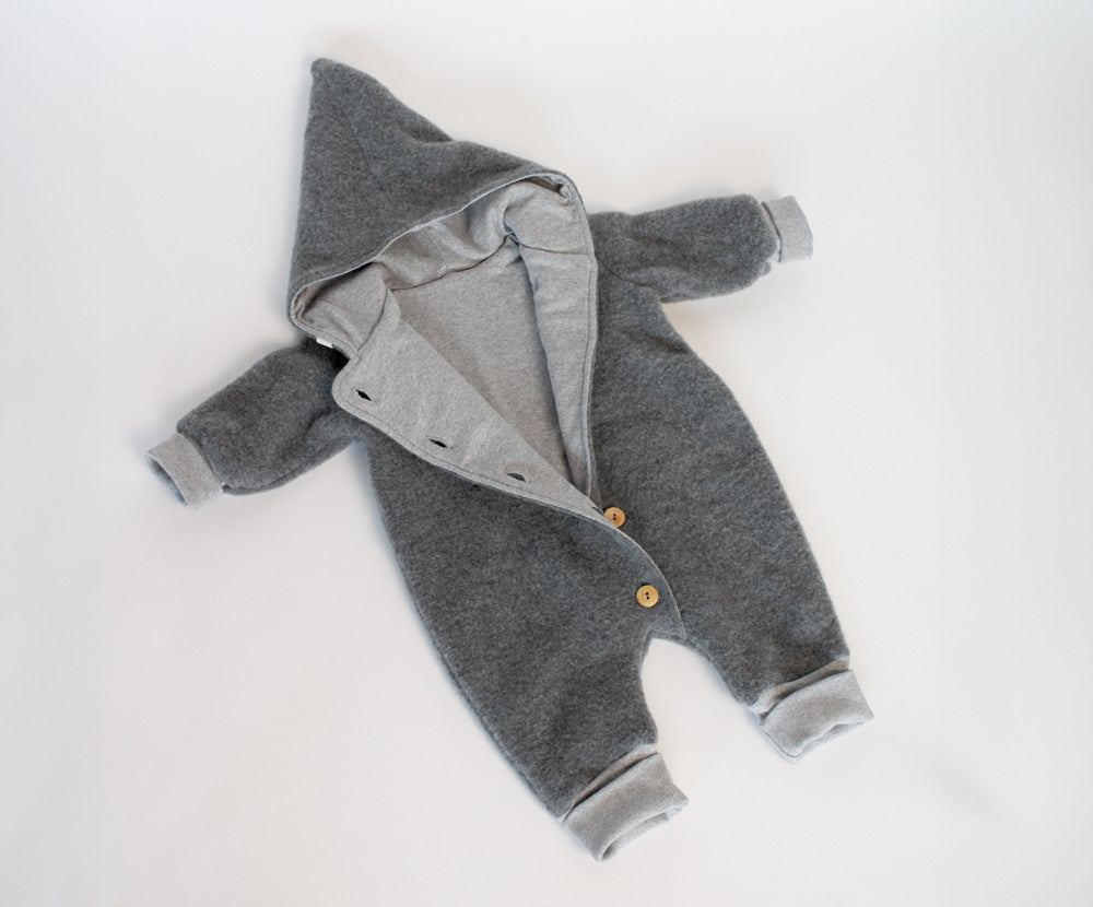 Naturkind Wollfleece Overall mit Knöpfe Babyoverall Grau GOTS