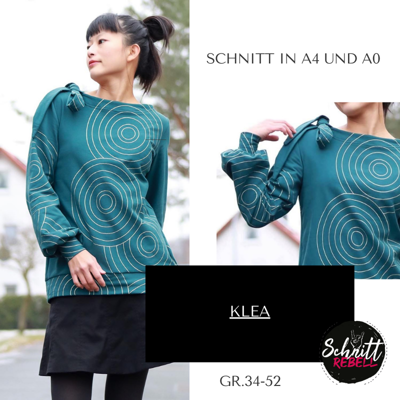 Schnittrebell Klea Pullover Schnittmuster Gr.34-52 Schleife
