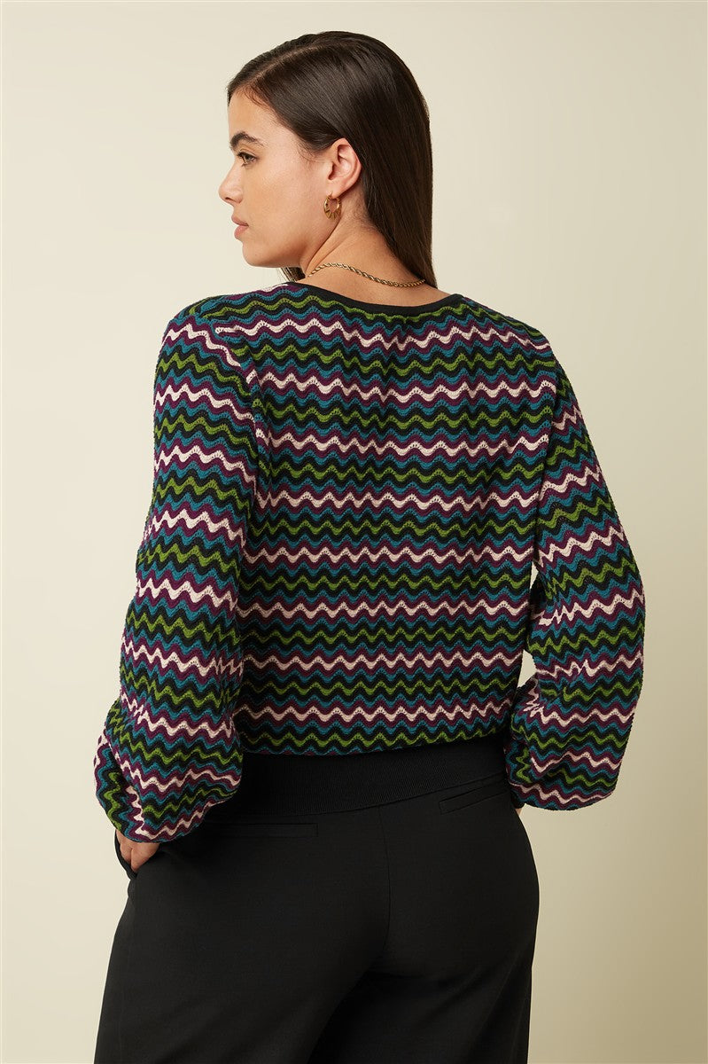 marlowe nature Bell Top Wyler Strickpullover schwarz Streifen