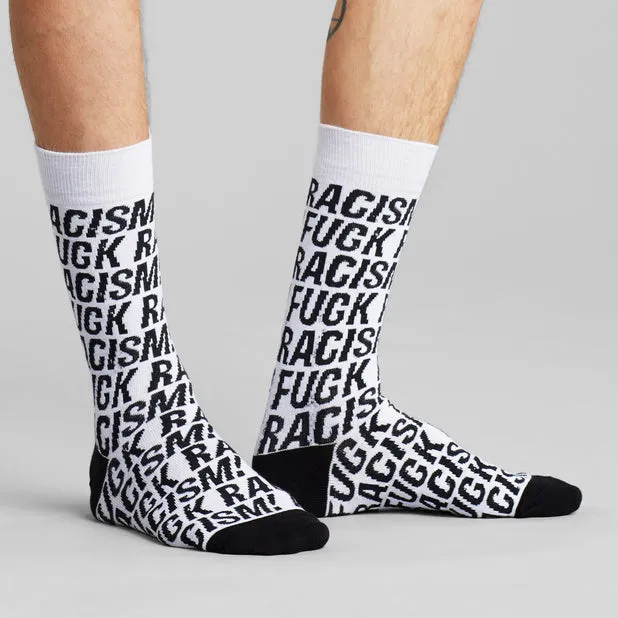 Dedicated Sigtuna Fuck Racism Socken weiß 36-40 Bio-Baumwolle