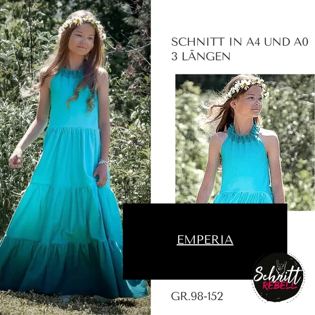 Schnittrebell Emperia Maxikleid Ebook Gr.98-152 3 Längen