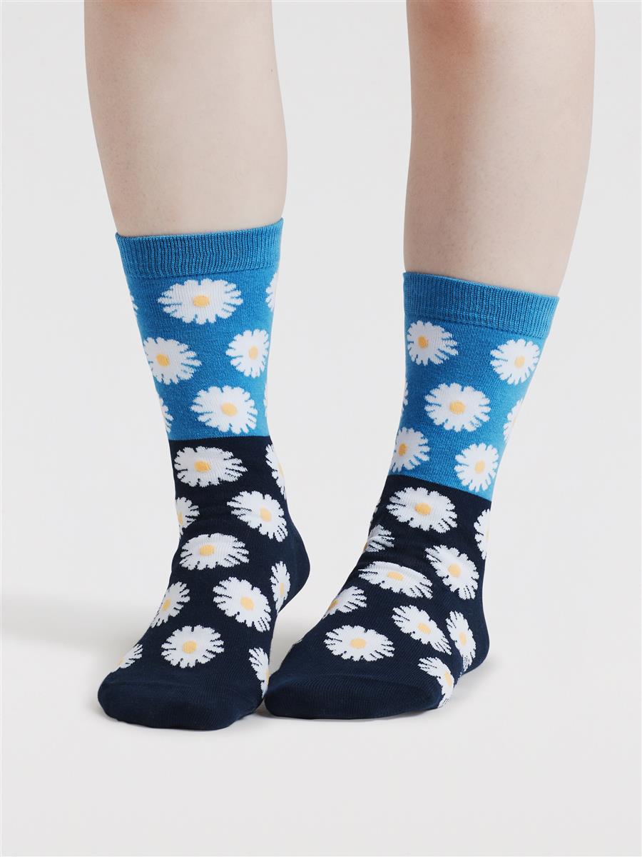 marlowe nature Daisy Floral Socken tangerine orange 37-41 Bio-Baumwolle
