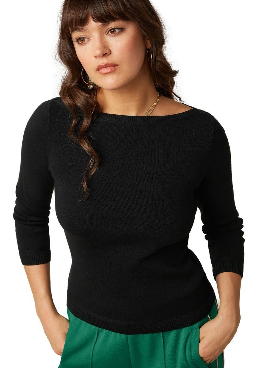 Marlowe Nature Eda Top Club Pullover schwarz Bio-Baumwolle
