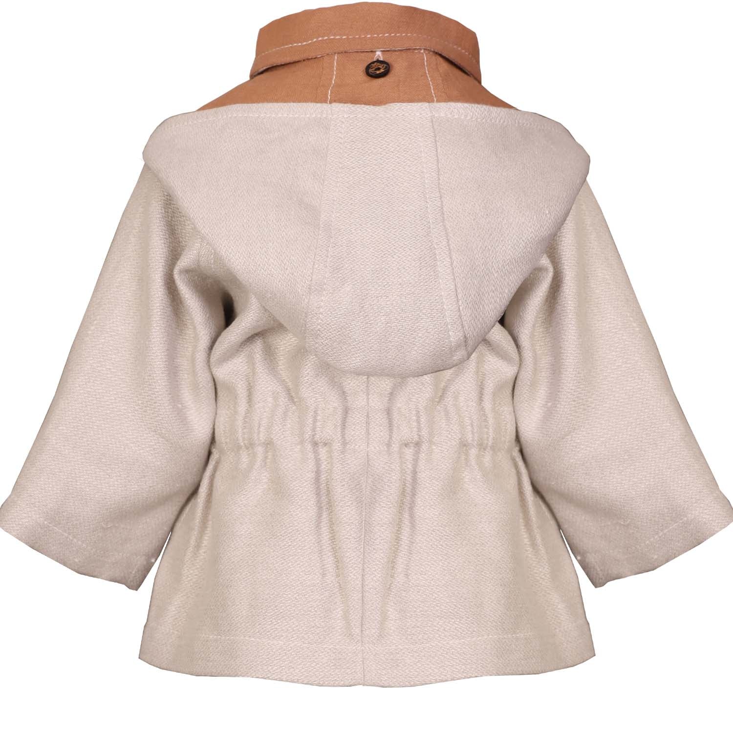 Infantium Victoria Beige Baby Jacket Jacke Beige Leinen Kapuze