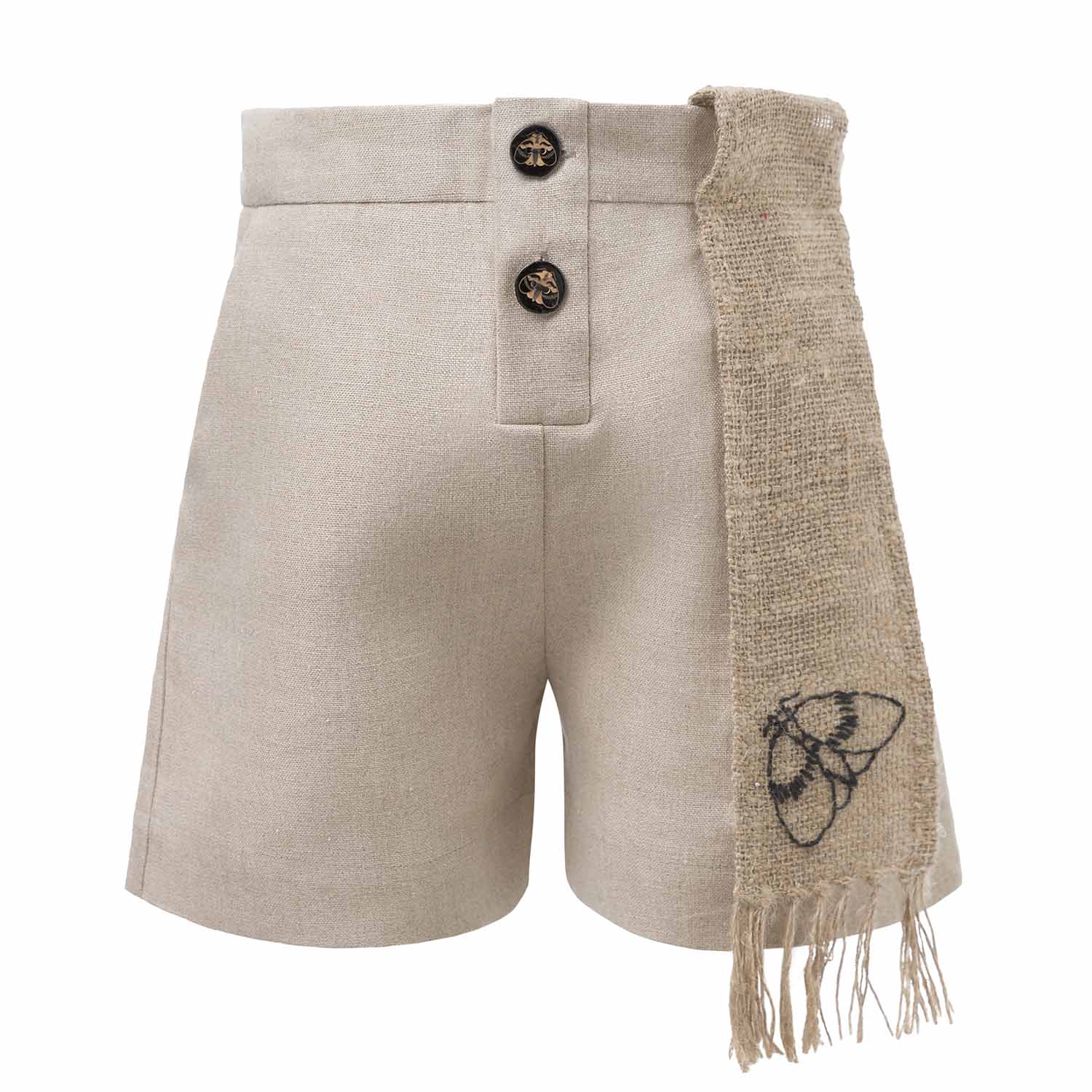 Infantium Victoria Leinen Shorts Kinder Beige Gr 116 Hanf-Gürtel