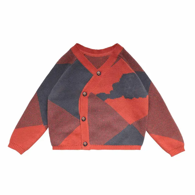 Infantium Victoria Baby Cardigan Blau Orange Strickjacke Gr. 80 Bio