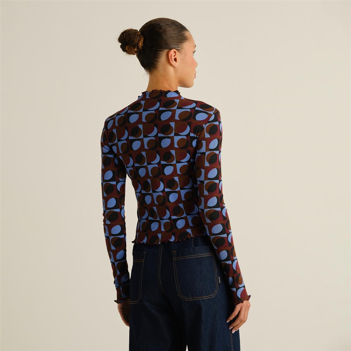 marlowe nature Ryd Rippshirt Turtleneck Bio multi color