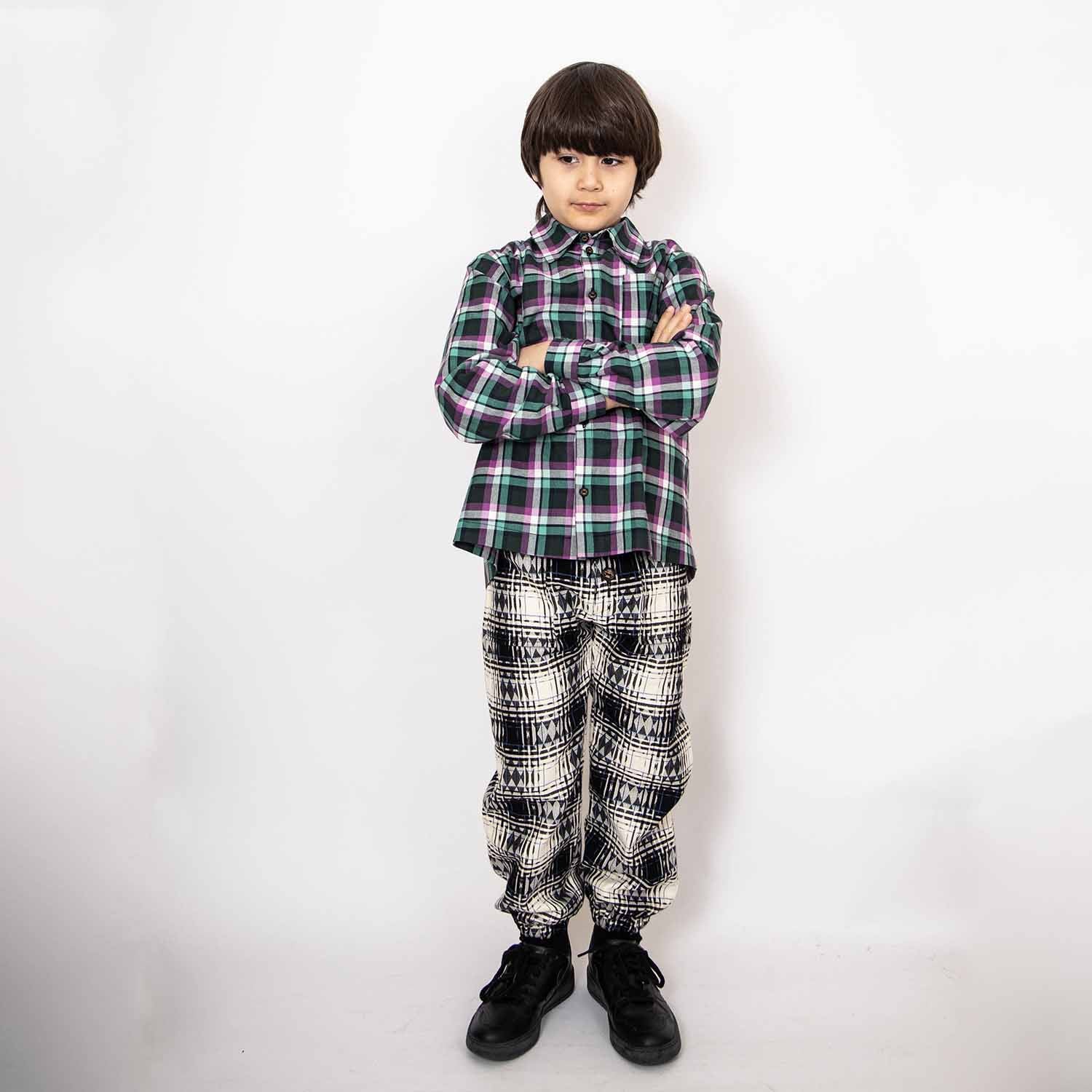 Infantium Victoria Kinder Hose Schwarz-Weiß Karo Tartan Gr 104
