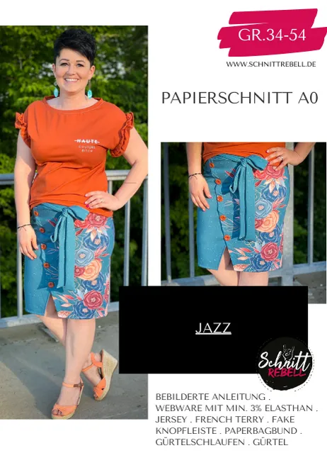 Schnittrebell Jazz Bleistiftrock Schnittmuster 34-54