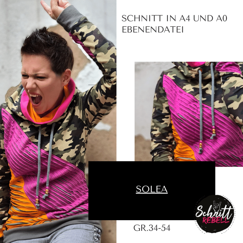 Schnittrebell Ebooks Hoodie Solea Gr.34-54 Schnittmuster Kapuze