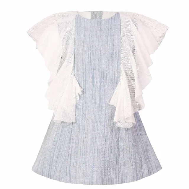 Infantium Victoria Babykleid Blau Tweed Tüll Baumwolle