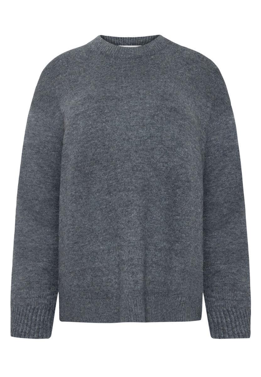 Marlowe Nature Lambswool Crew Neck Pullover dark grey melange