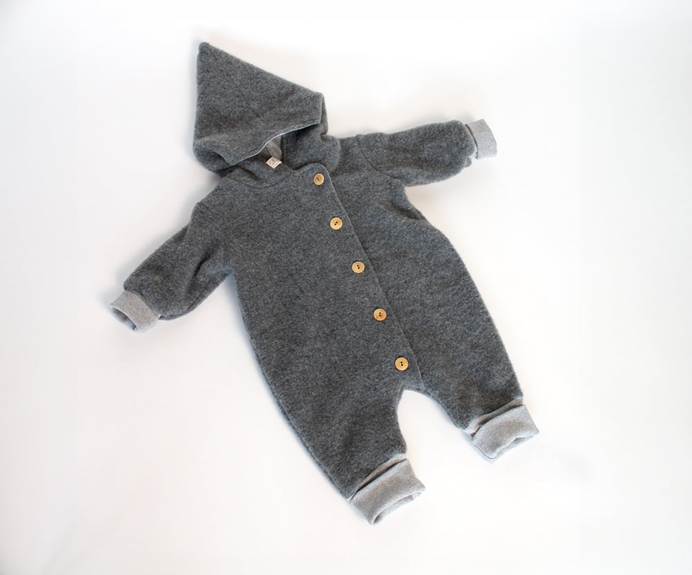 Naturkind Wollfleece Overall mit Knöpfe Babyoverall Grau GOTS