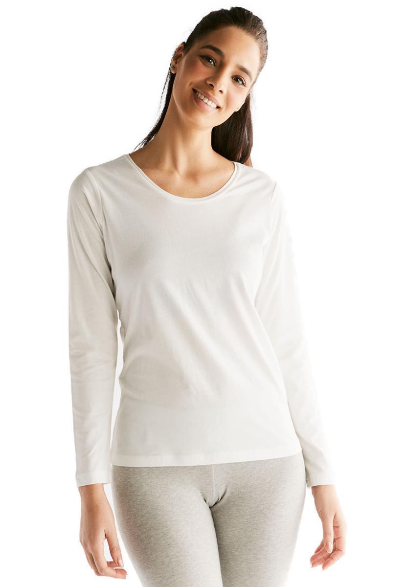marlowe nature Damen Langarmshirt naturweiß M Bio-Baumwolle