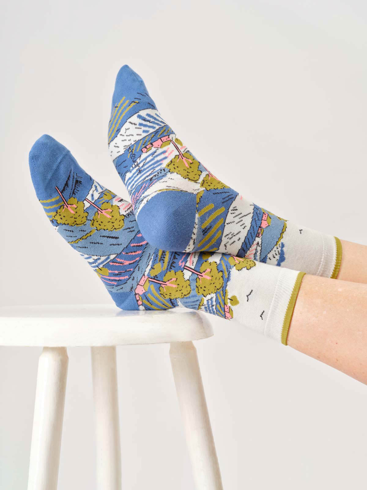 Thought Landscape Scene Crew Socks Bio-Socken eucalyptus green 37-41