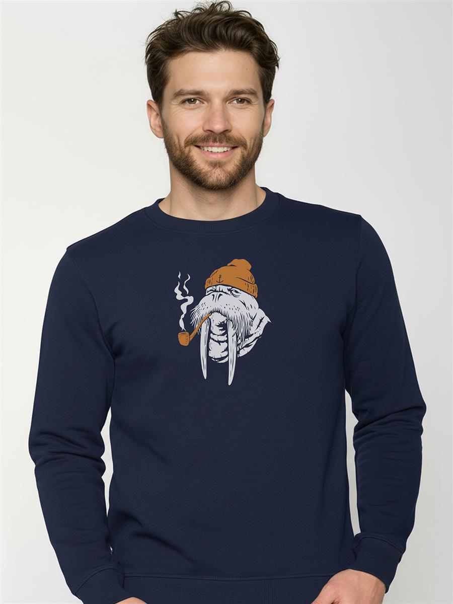 marlowe nature Smokey Walrus Wild Sweatshirt navy Bio-Baumwolle