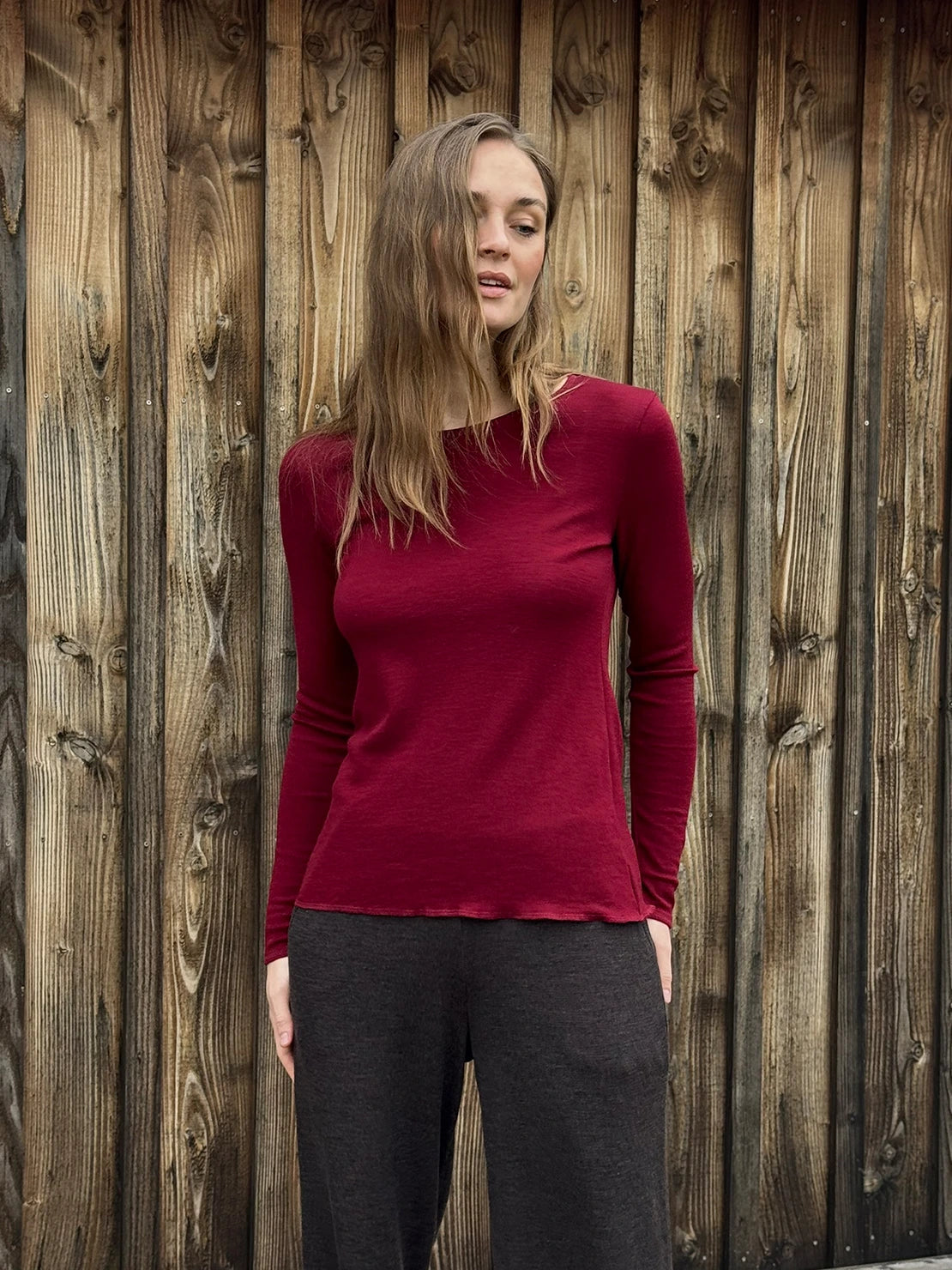 Jalfe Shirt Wolle Plain Damen melange emerald M/38 Wolle