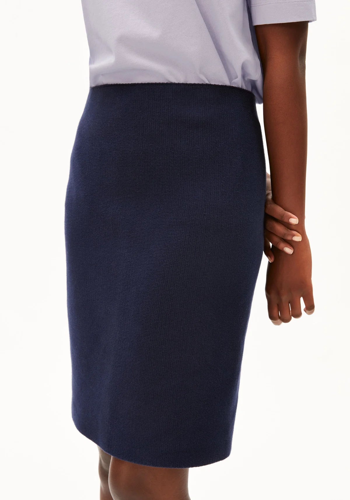 marlowe nature Compact Knit Skirt Rock tinted navy Bio-Baumwolle