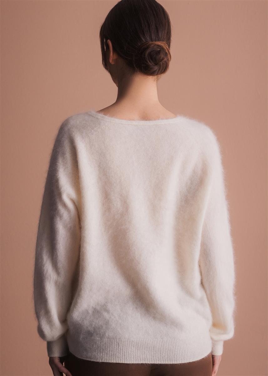 marlowe nature Paloma Pullover cream Wolle Kaschmir V-Ausschnitt