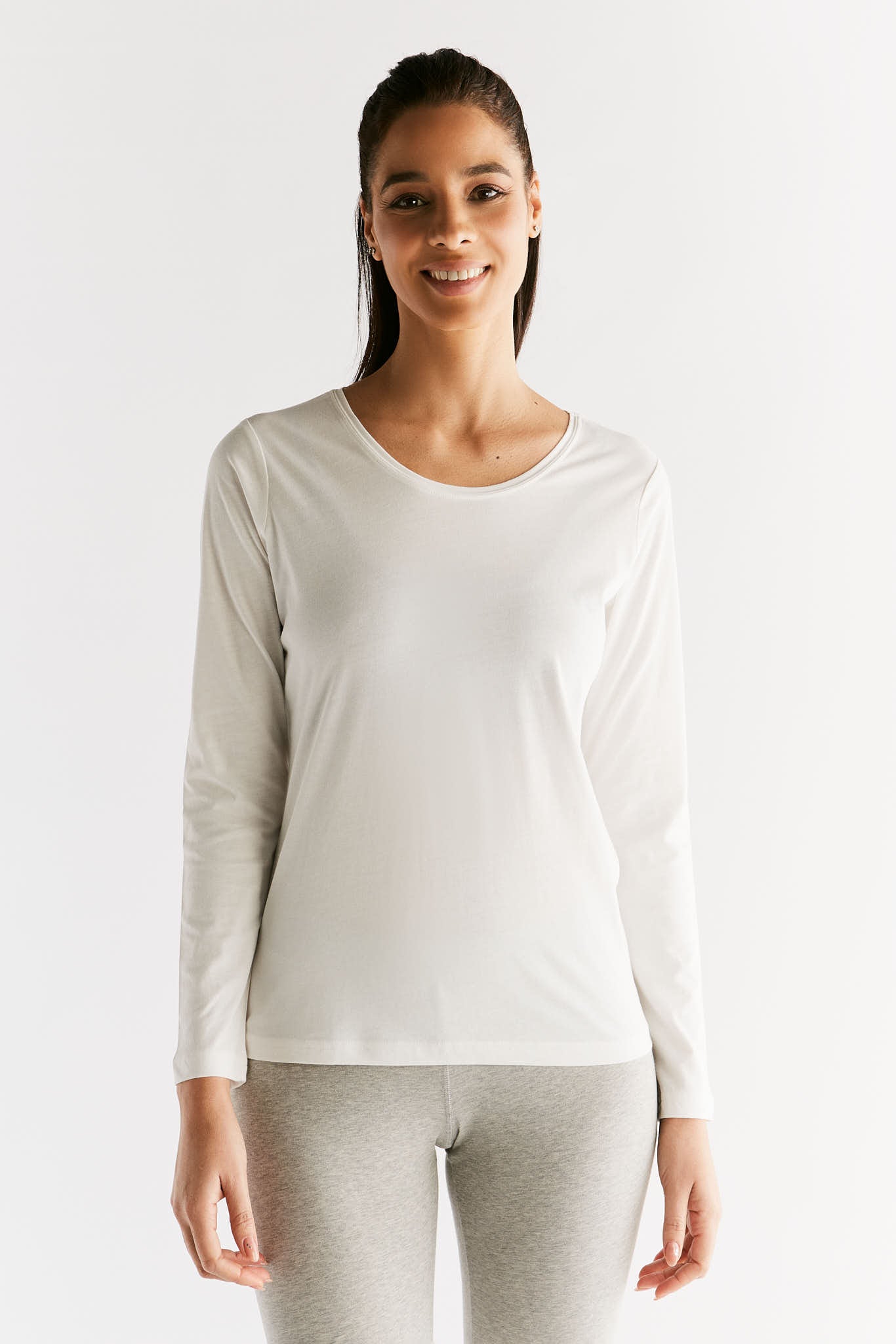 marlowe nature Damen Langarmshirt naturweiß M Bio-Baumwolle