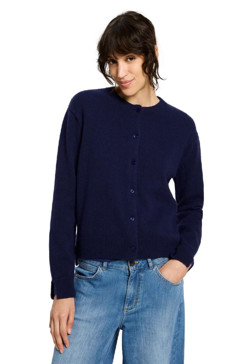 Lanius Boxy Strickjacke light blue melange Bio-Wolle