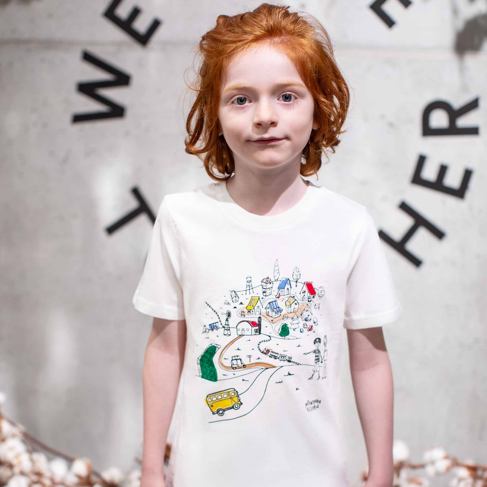 Infantium Victoria Village T-Shirt Weiß Gr.128 Bio-Baumwolle