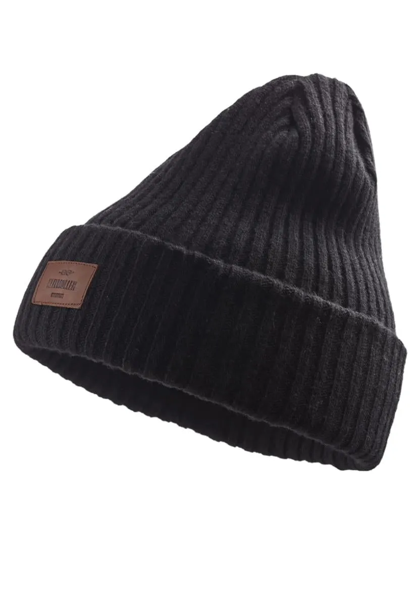 Klitmøller Heavy Rib Beanie Merinomütze black