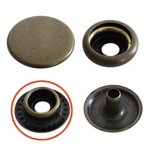 Kam Snaps Metal Snaps Druckknöpfe antik messing 50 Kappen