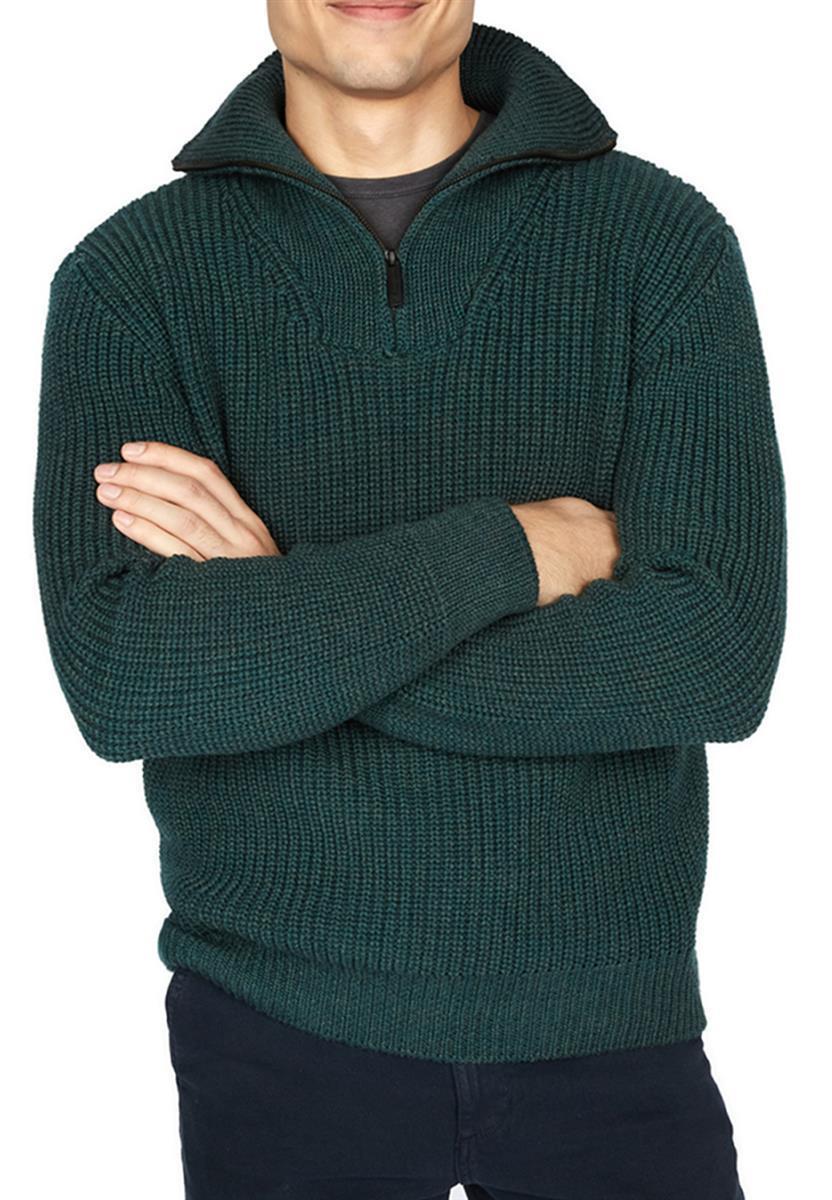 IrelandsEye Troyer Wollpullover navy mit Reißverschluss Gr. S-XXL