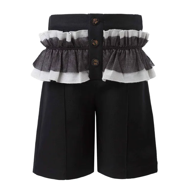Infantium Victoria Shorts mit Rüschen schwarze Shorts Baumwolle