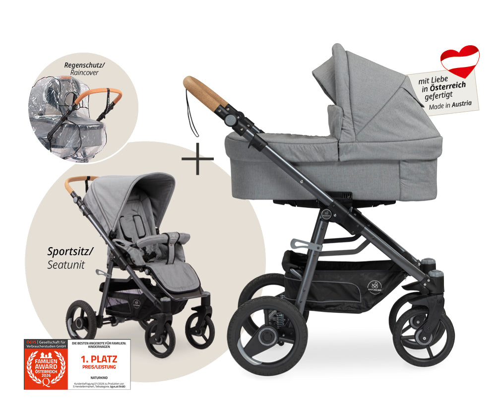 Naturkind Lux Evo 2in1 Kinderwagen mit Federung
