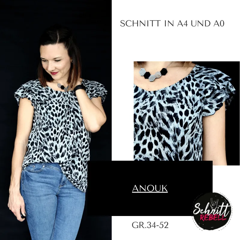 Schnittrebell Anouk Bluse Schnittmuster Ebook Gr. 34-52 Viskose