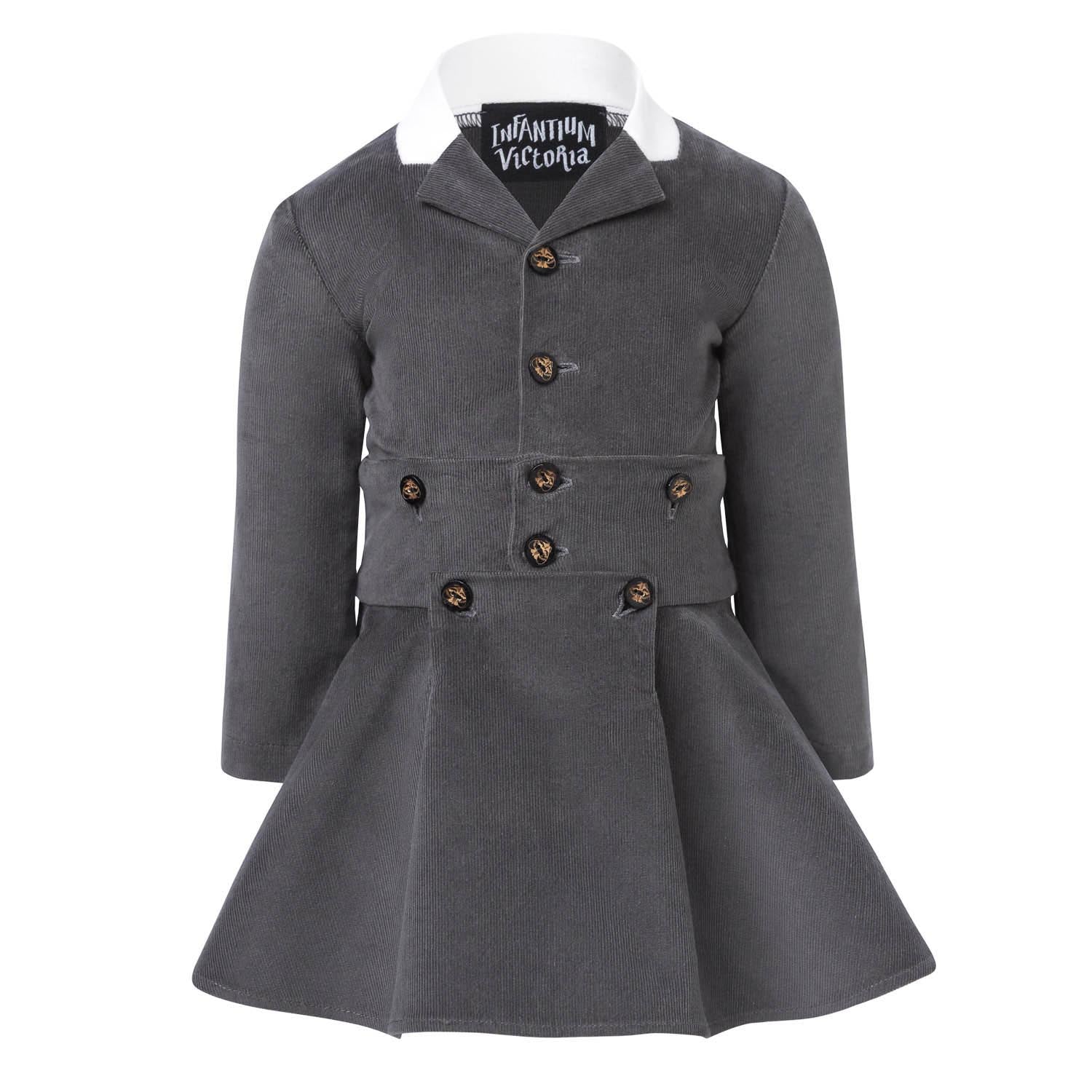 Infantium Victoria Grey Corduroy Babykleid Cord Grau 80 Samt