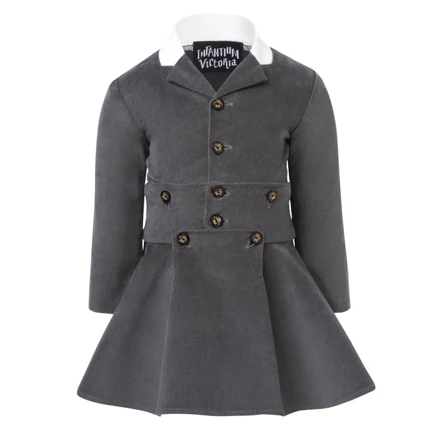 Infantium Victoria Grey Corduroy Babykleid Cord Grau 80 Samt