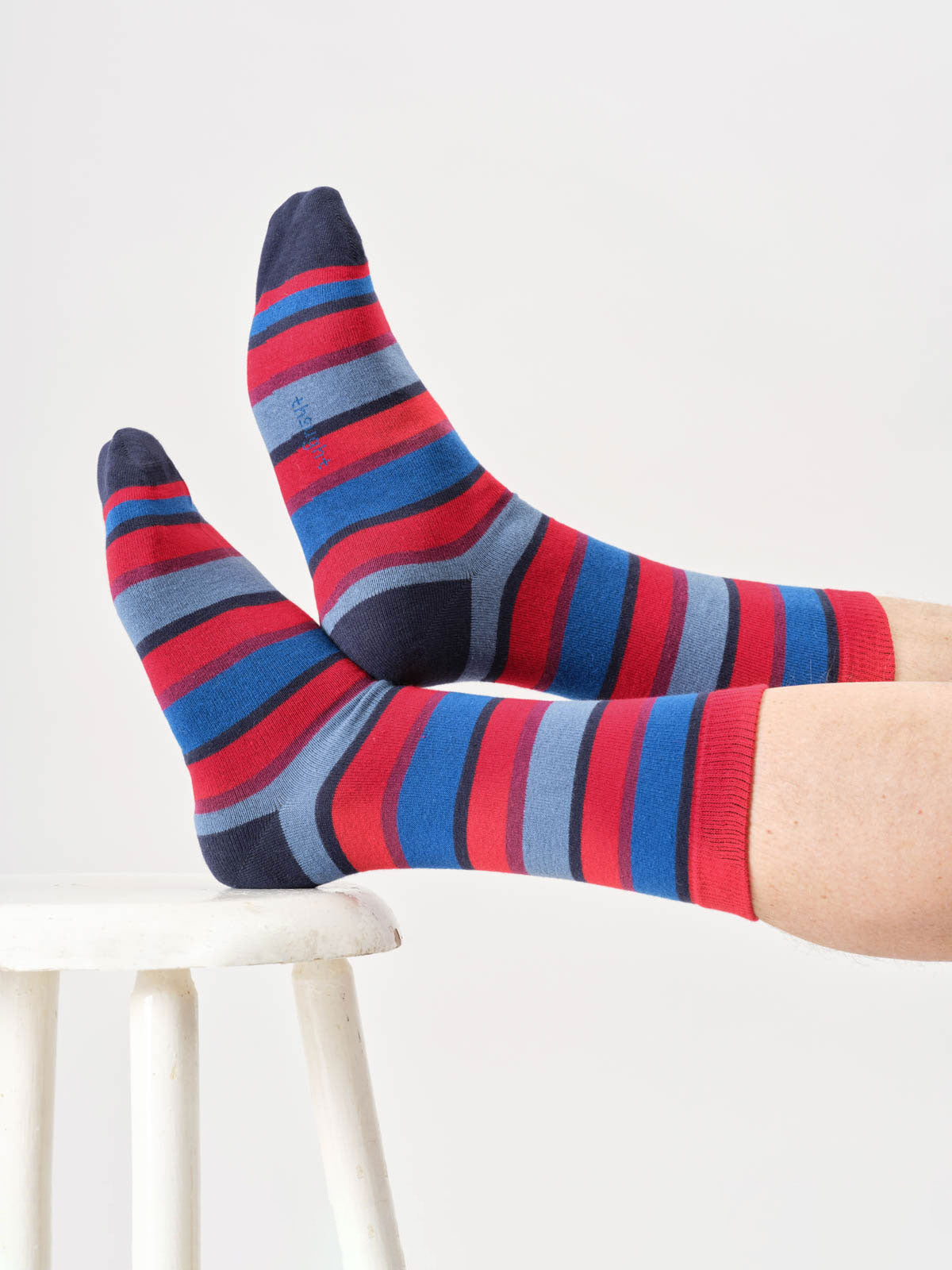 Thought Rugby Stripe Crew Socks Socken crimson red 41-47 Bio