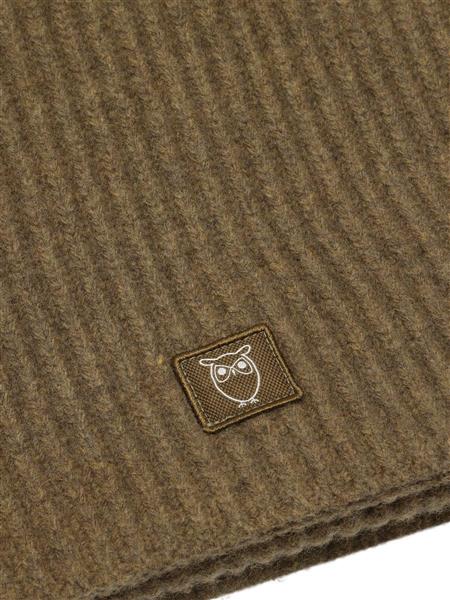 Knowledge Cotton Rib Knit Scarf Lammwolle black jet