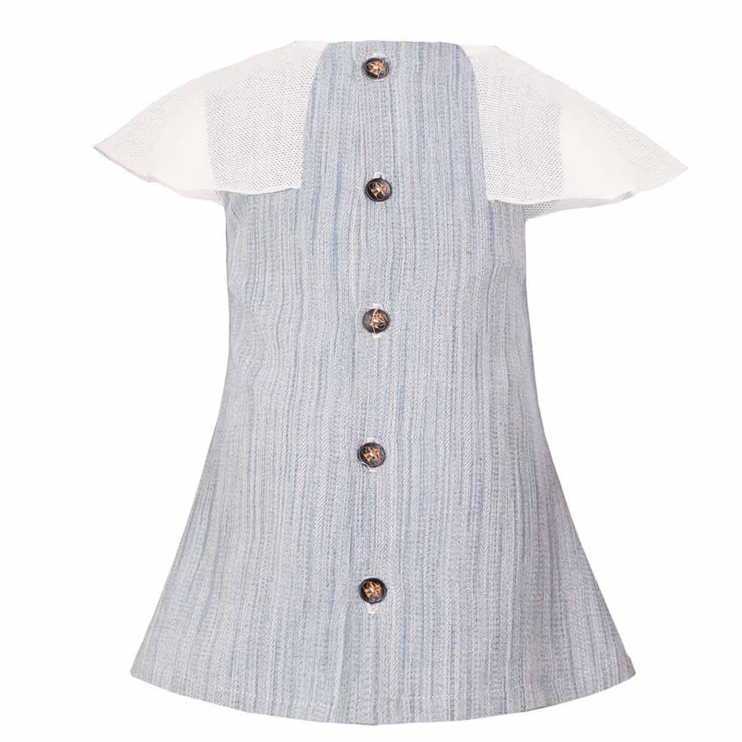 Infantium Victoria Babykleid Blau Tweed Tüll Baumwolle
