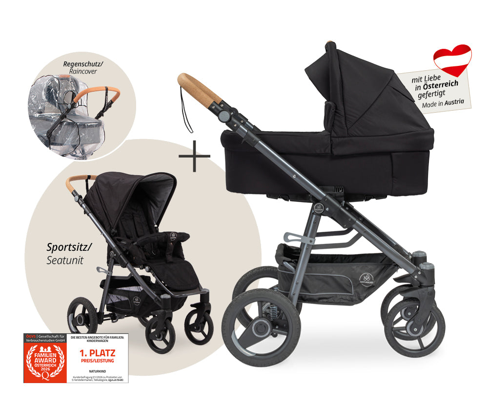 Naturkind Lux Evo 2in1 Kinderwagen mit Federung
