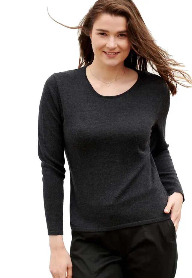 marlowe nature Rundhalspullover Pullover weiß Bio-Merinowolle