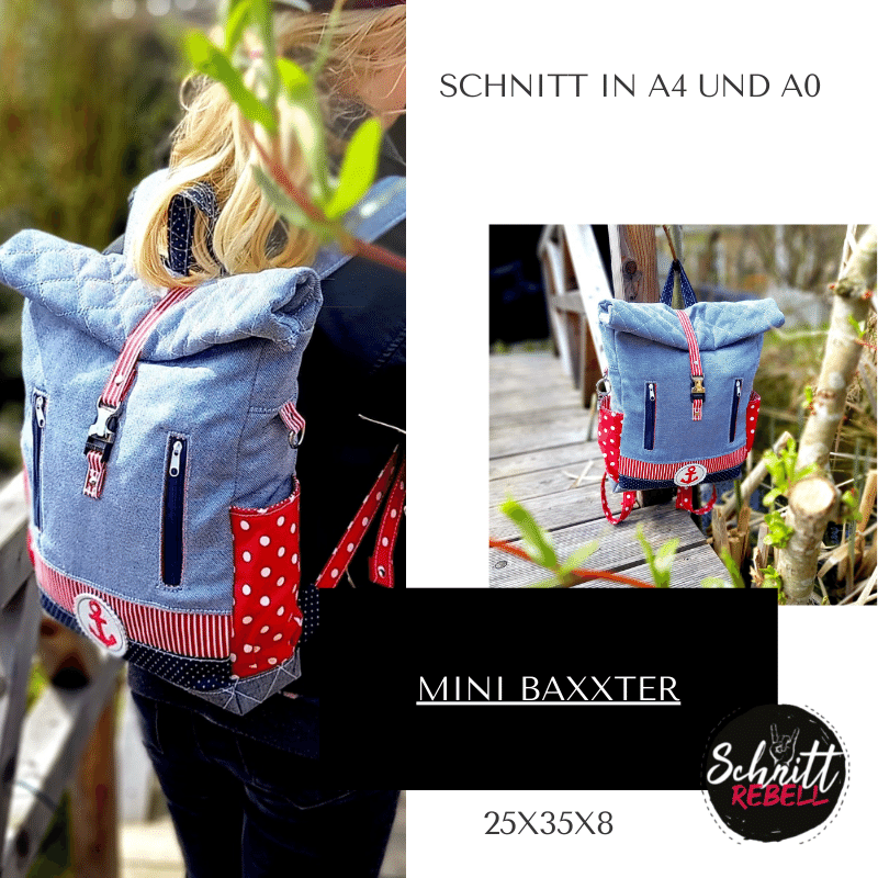 Schnittrebell Mini-Baxxter Ebook Rolltop-Rucksack 25x35x8 cm PDF