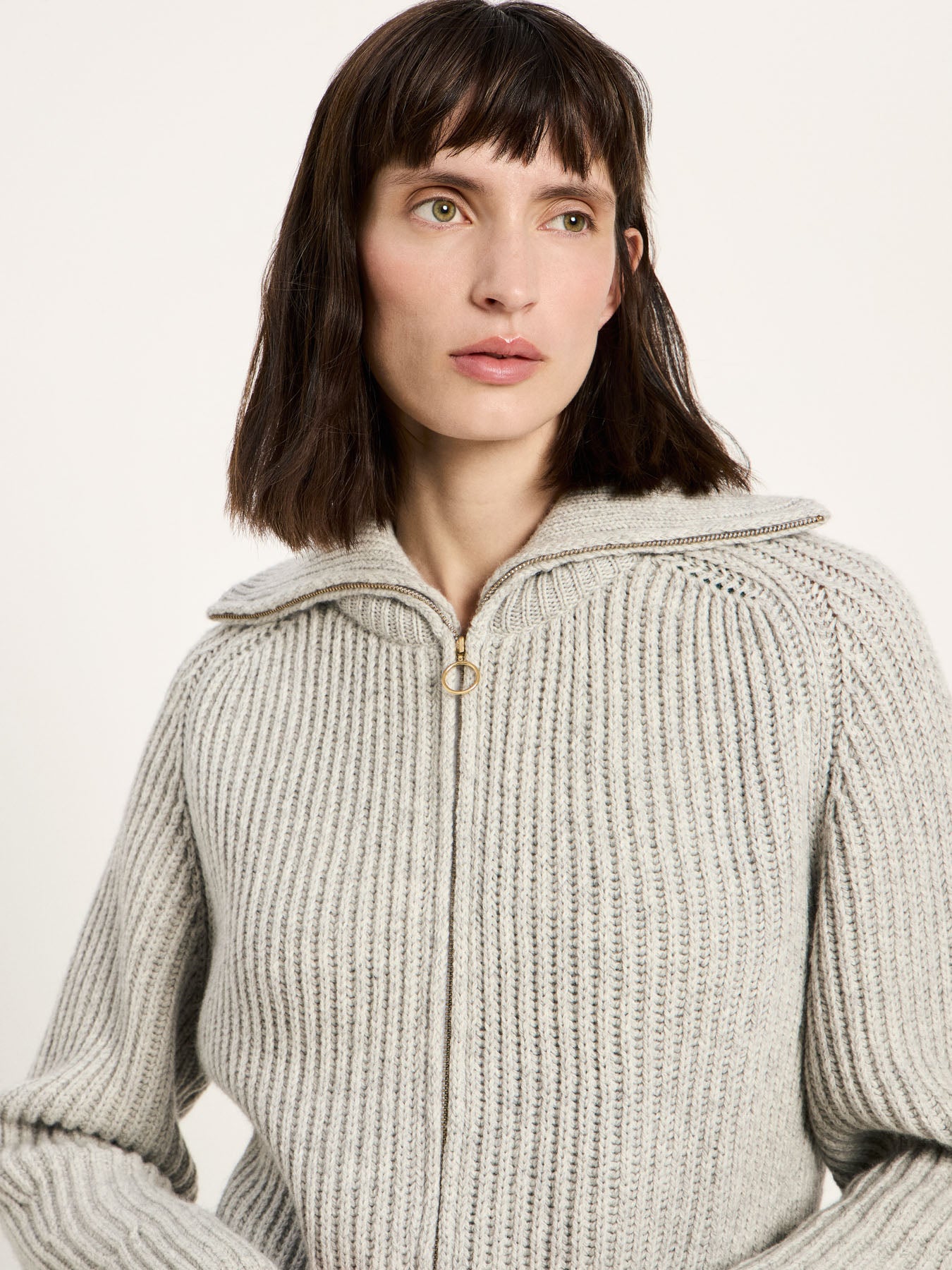 Marlowe Nature Strickjacke Rippoptik Grau Wolle Gr.38