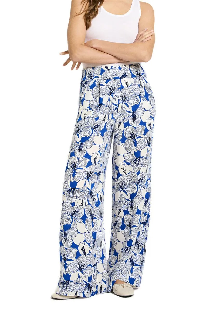 marlowe nature Hose Weites Bein Print Hose bloom lapis Lyocell